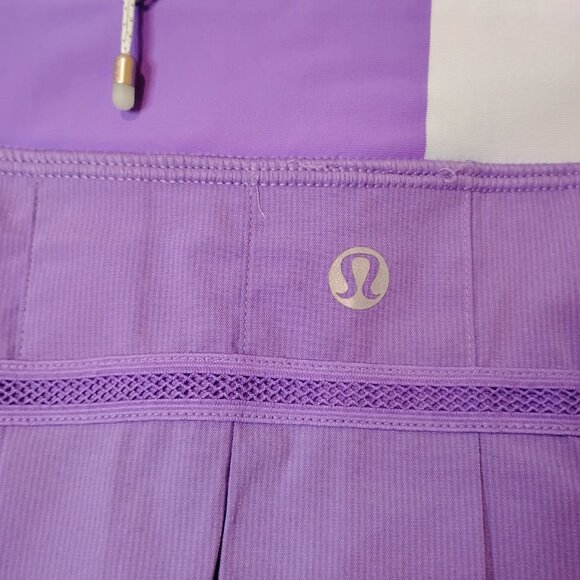 Lululemon Women's Power Purple White Built-in Shorts Pace Setter Run Skirt - Picture 8 of 10